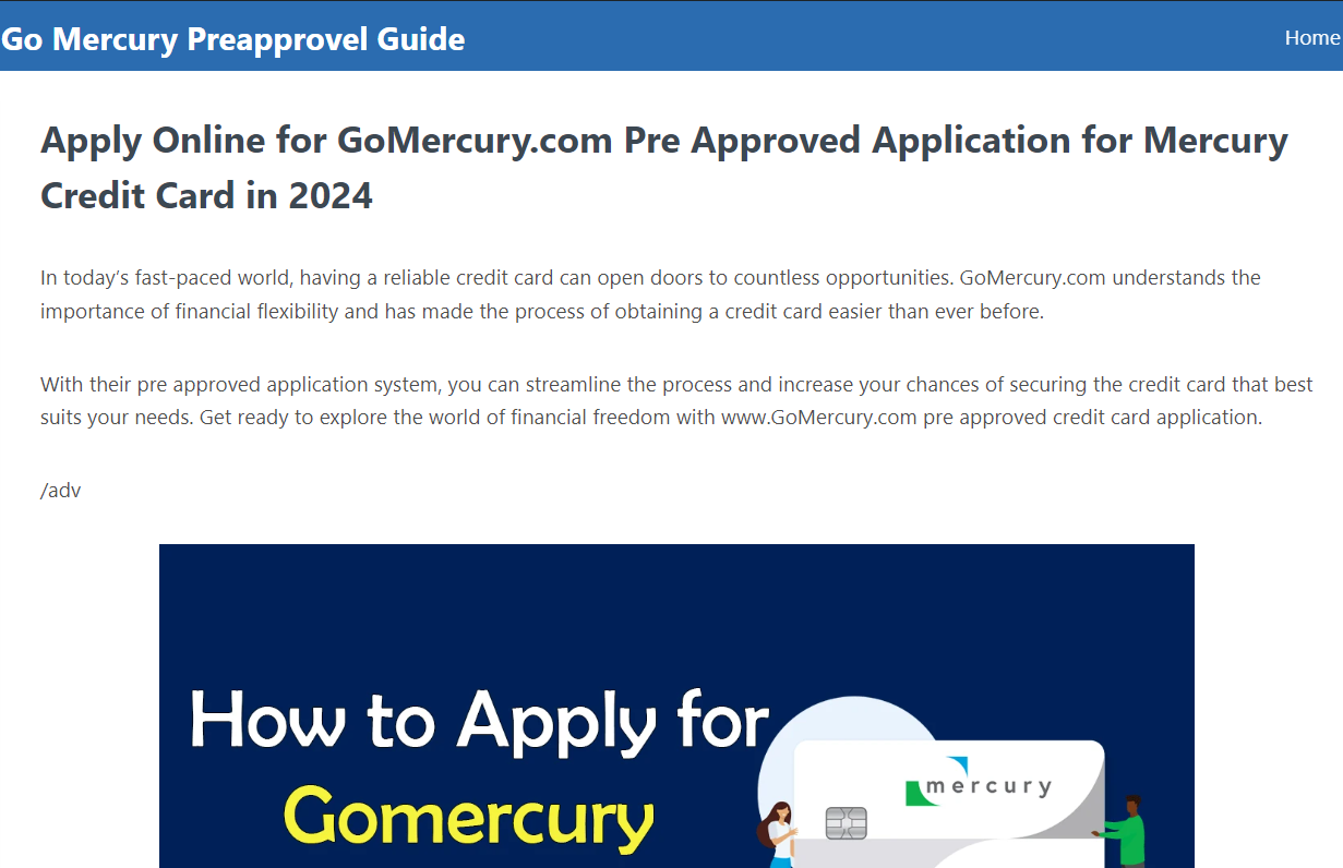 Apply Online For Pre Approved Application For Mercury